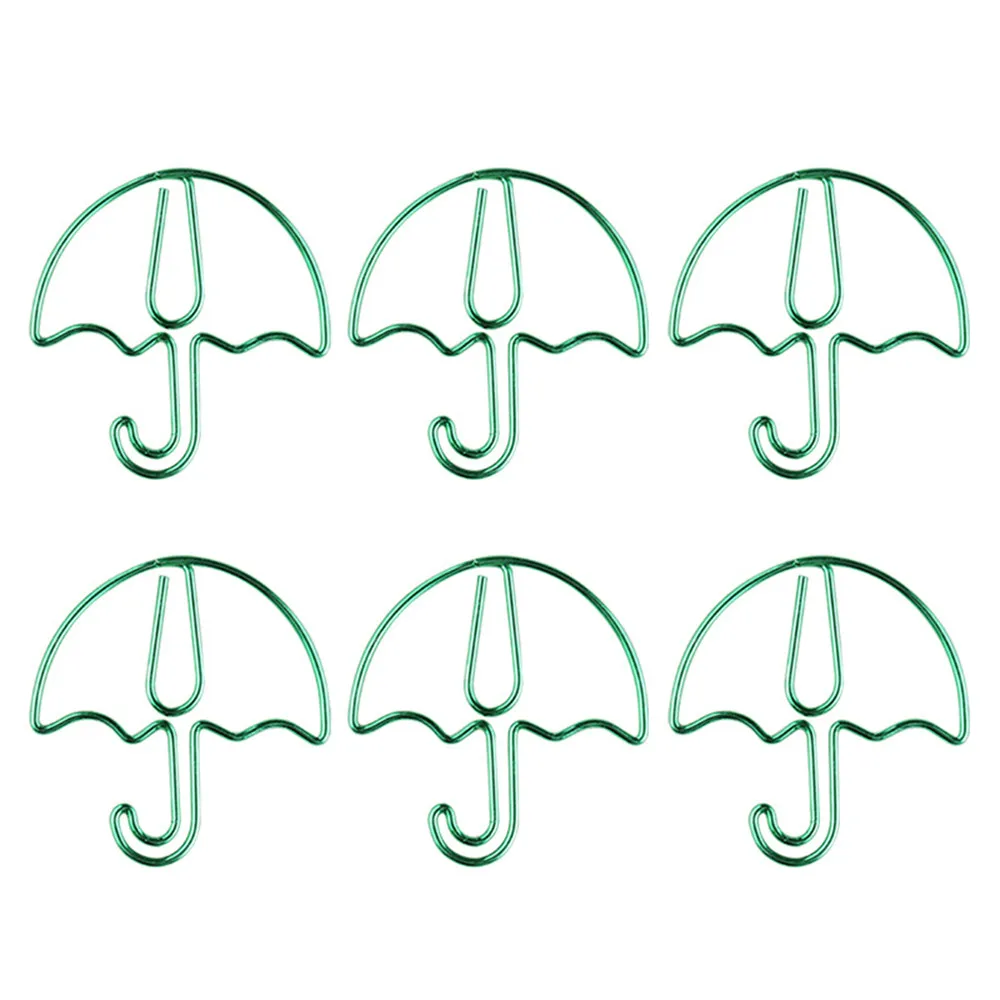 

10 Pcs/Box Green Umbrella Shape Paper Clips Escolar Bookmarks Photo Memo Ticket Clip Stationery School Supplies Gifts