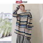 Мужские полосатые толстовки LAPPSTER в стиле Харадзюку, модель 2022 года, мужские свитшоты большого размера, Осенний пуловер, одежда в стиле хип-хоп, 5XL