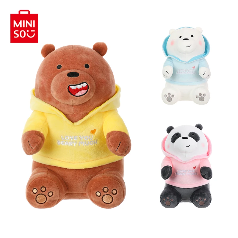 

MINISO We Bare Bears Plush Toy With Hoodie 24cm Toys for children Kawaii Pillow Dolls anime