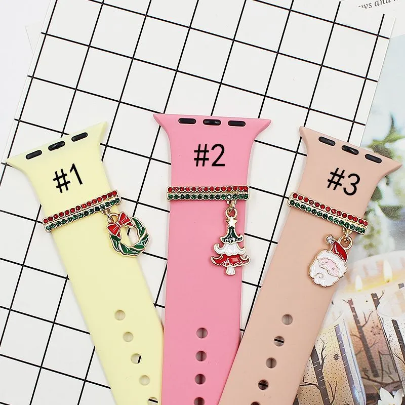 

Christmas Decorative Charms For Apple Watch Band Silicone Bracelet Metal Paw Decorative Nails for iwatch Sport Strap Accessories