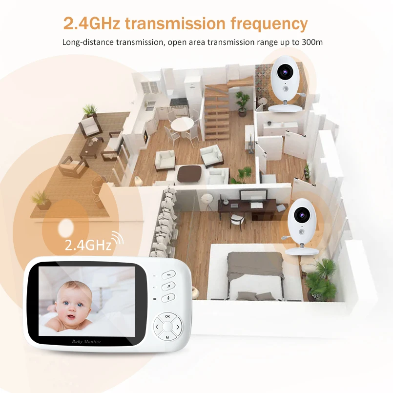 

DANMINI EX808 Baby Monitor Portable 3.5 Inch LCD Wireless Video Camera Walkie Talkie Babysitter Intercom Nanny Baby Monitoring
