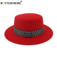 buttermere red fedora hat for women wool boater felt hat and cap british style vintage female brand woolen jazz hat