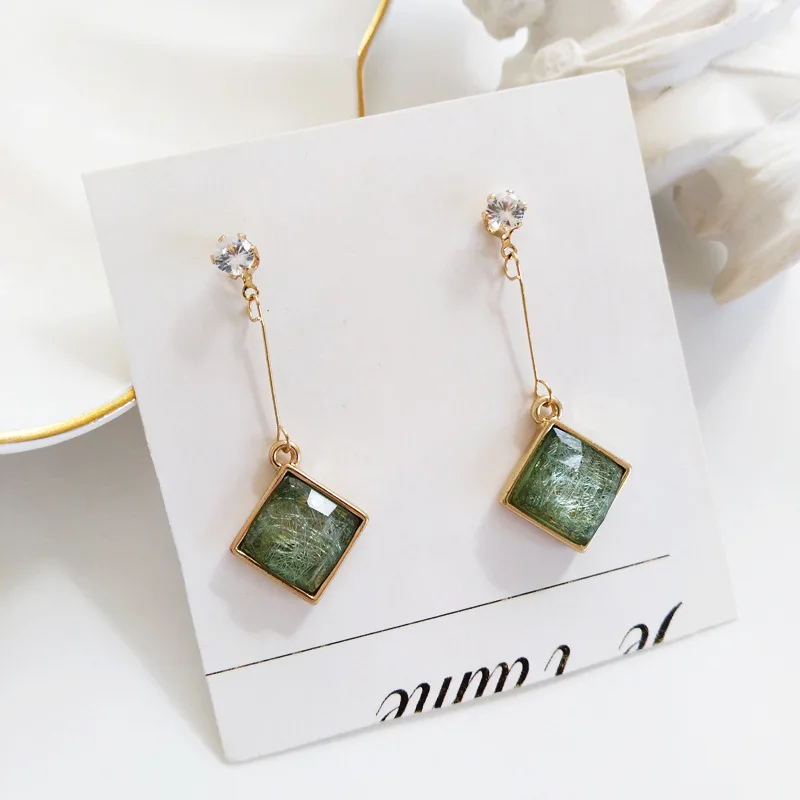 Серьги подвески S925 с золотыми иглами висячие ювелирные украшения прозрачными