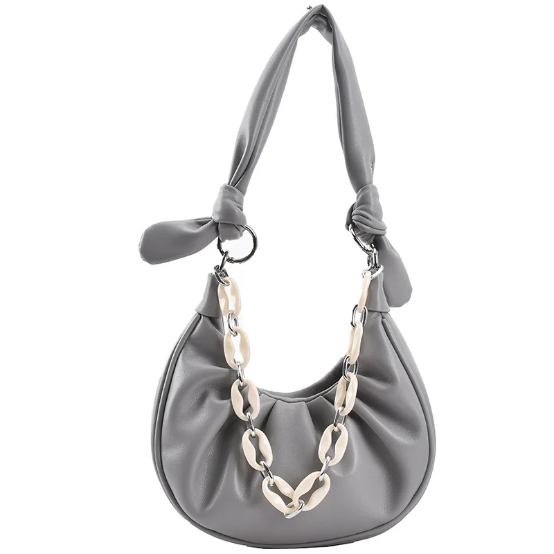 

[BXX] Simple Solid Color PU Leather Pleated Bags For Women 2021 Summer Branded Shoulder Bag Handbags Trending Luxury Bag HU522