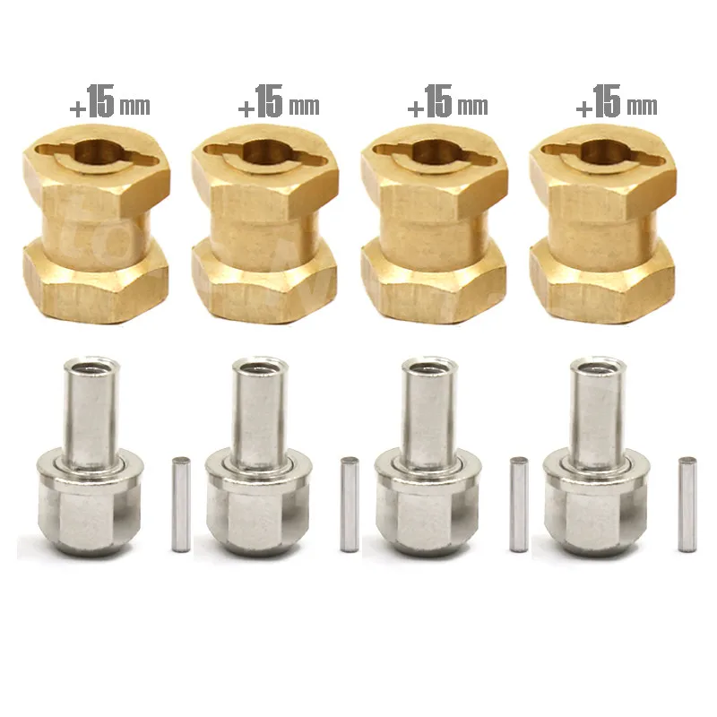 4pcs RC Cars Parts 12mm 15mm 17mm Brass Hex Wheel Widener Adapter Set for 1/10 Crawler Axial SCX10 Wraith RR10 SCX10 D90 D110
