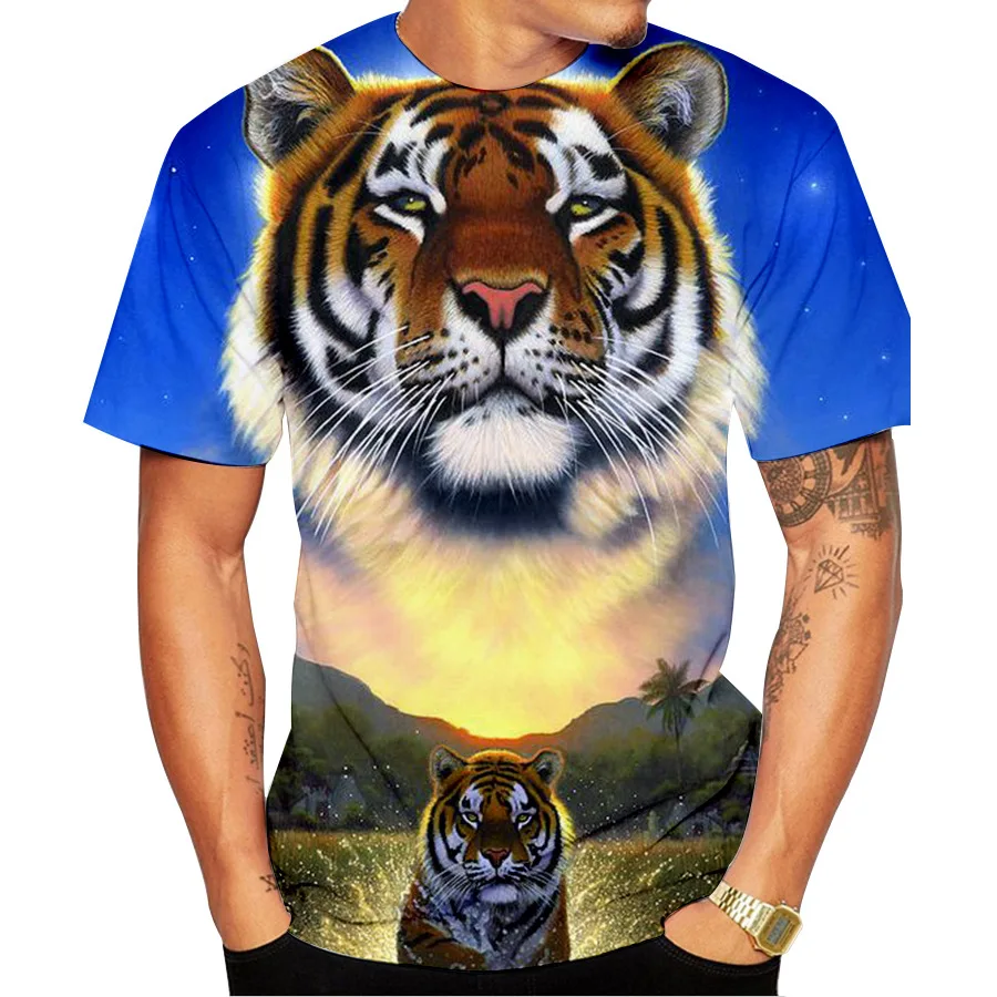 

Men's Women's 3D Anime Tiger Print T-shirt Fashion and Interesting Shirt Unisex Street Wear 2021 Summer New Style Loose Fitness