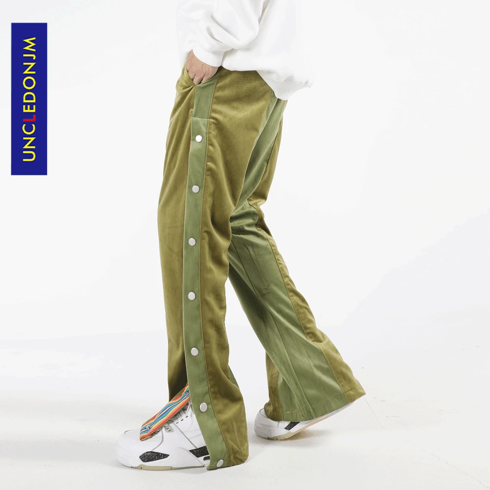 

Брюки UNCLEDONJM с разрезами по бокам, бархатные повседневные мешковатые штаны в стиле ретро, уличная одежда в стиле хип-хоп, брюки для отдыха
