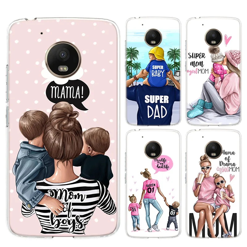 

Fashion Baby Mom Girl Boy Silicone Phone Back Case For Motorola MOTO G8 G7 Power Lite G5 G5S G6 E4 E5 E6 Plus G4 Play Cover