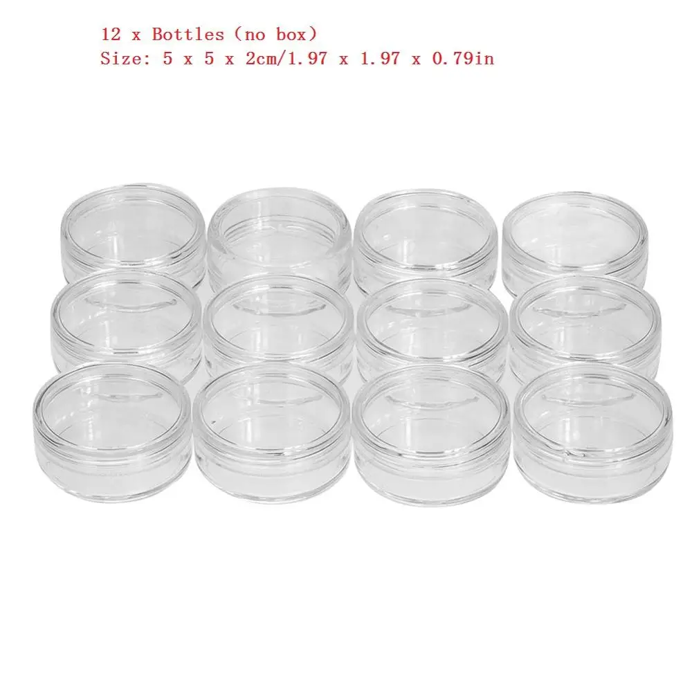 12pcs no box 30 шт. инструменты для дизайна ногтей прозрачная пластиковая бижутерия из бусин коробка для хранения контейнеров с маленькими круглыми баночками пустой футляр для хранения Контейнер - Цвет: 12pcs no box