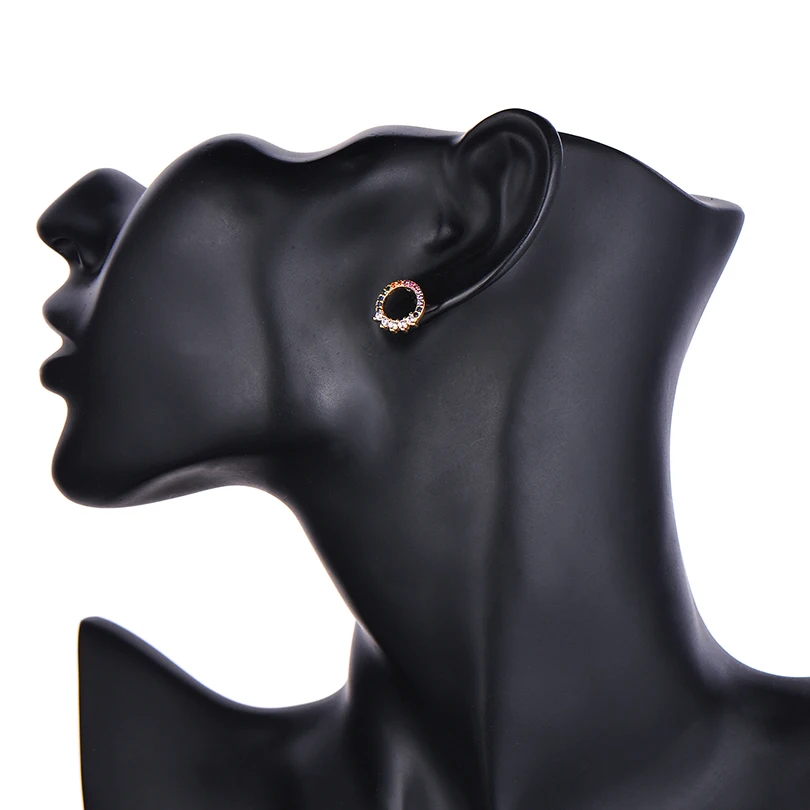 Женские серьги-гвоздики Pipitree простые круглые серьги с фианитами золотого цвета