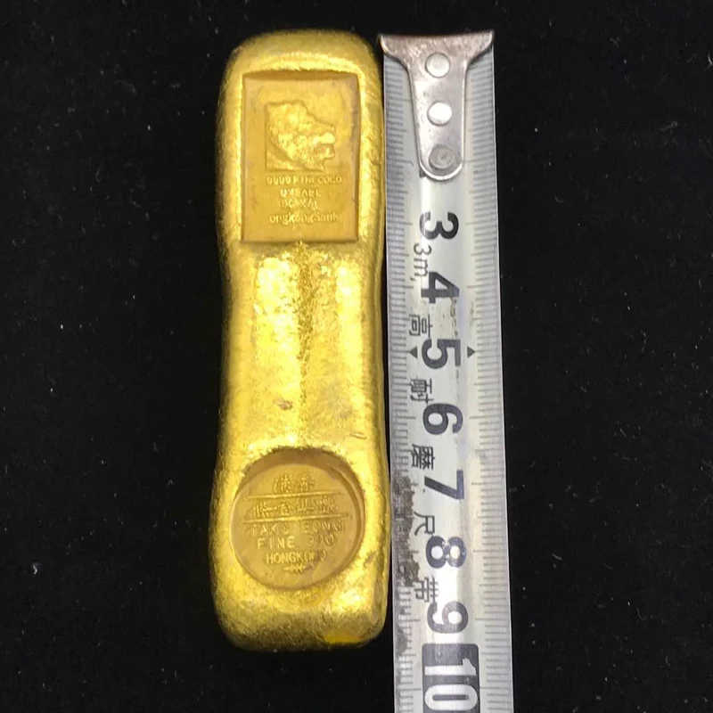 Гонконгская длинная голова льва позолоченный золотой слиток домашний Декор