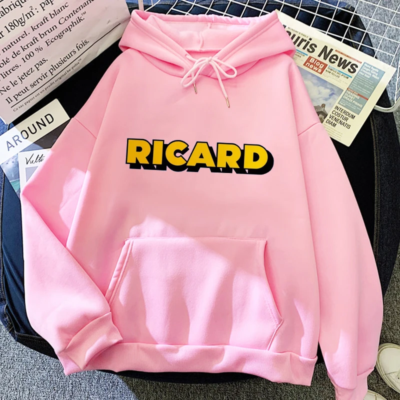 2021 Fashion Oversized Hoodies Ricard Letter Print Vintage Aesthetic Clothes Casual Hip Hop Hooded Pullovers Women Sweetshirts