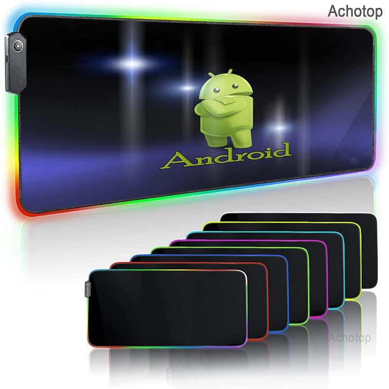 

Android Large Size Colorful Luminous RGB Gaming Mouse Pad Rubber Base Computer Keyboard Mouse Pad Anti-slip ip For Computer PC