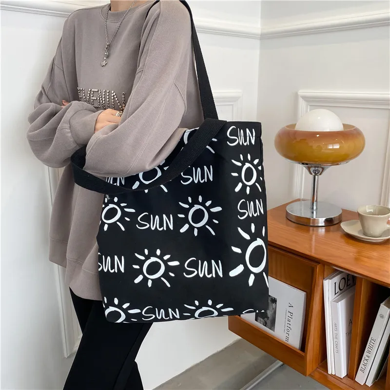 

Cheap Wome's Bag Female High Capacity Cute Cartoon Canvas Casual Totes Ladies Fashion Shoulder Shopper Bags For Women Handbag
