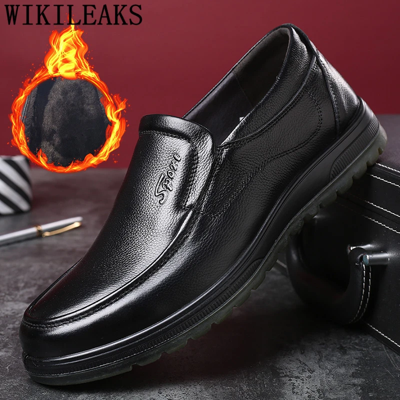 

Loafers Winter Shoes Men Black Man Shoes Leather Genuine Designer Shoes Men High Quality Zapatillas Hombre Casual Sapato Social