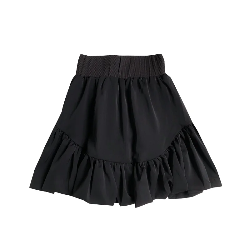 

Fitaylor New Summer Women Casual High Waist Irregular Fold Mini Skirts Sweet Female Solid Color White A-line Bubble Skirts