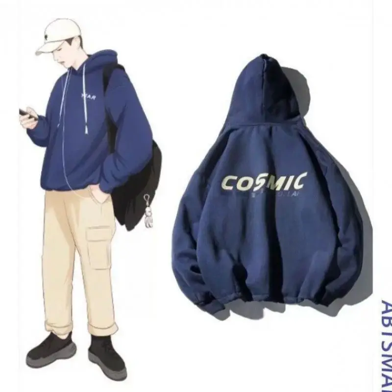 

ZOGAA Winter Lovers Sweatshirt Men Thick Korean Version Loose Harajuku Style Long-Sleeved Pullover Student Shirt Sweatshirt Men