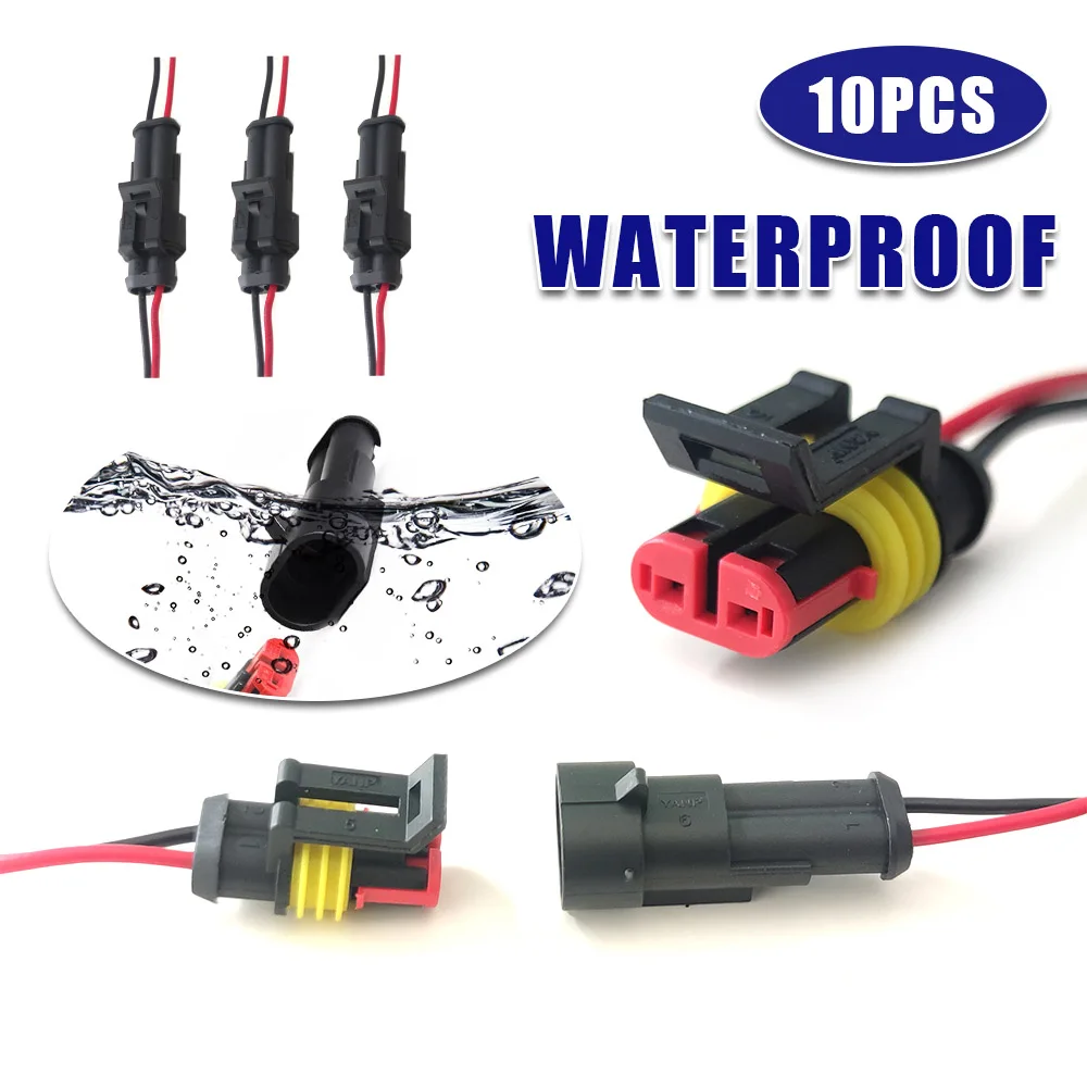 

10 pieces 5 pairs of waterproof male and female electrical connector plugs 2-pin mode with wire for the car motorcycle pedal