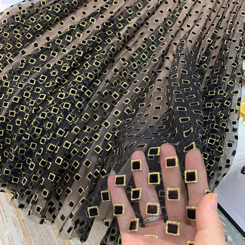 

New Plaid Skirt Female Mid-length A-line Skirt 2021 New High-waist Elegant Tulle Printed Skirt Fashionable High-end Skirt