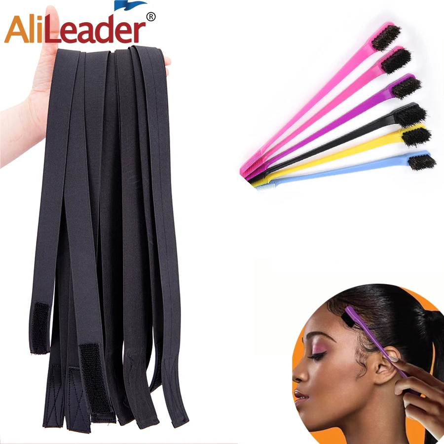 

Alileader Adjustable Elastic Band For Wigs 3Pcs Laying Scarf Bands For Edge With Velcro With 1Pcs Double Side Eyebrow Brush Comb