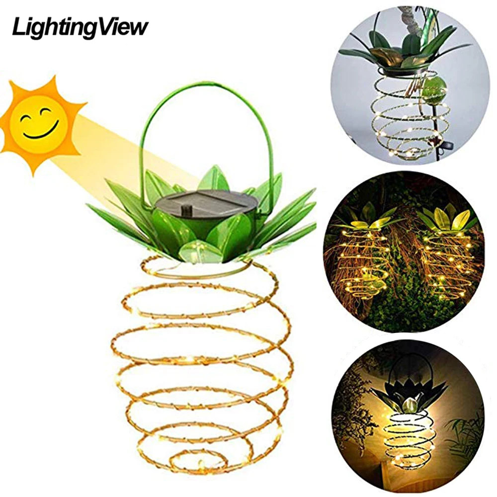 Садовый светильник на солнечной батарее в форме ананаса уличный подвесной