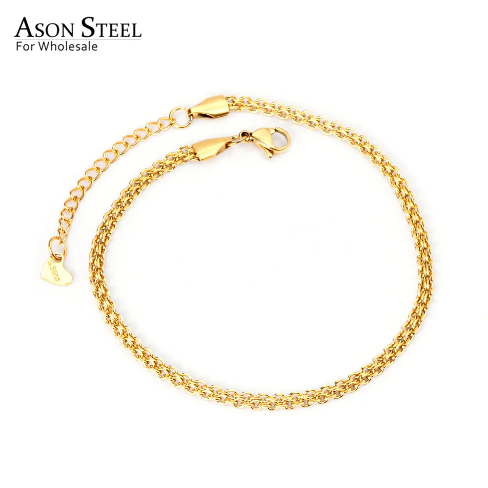 

ASONSTEEL 316L Stainless Steel Chain Anklet Gold Color Foot Chains Simple Fashion Jewelry for Women Git 23+5cm with Extender