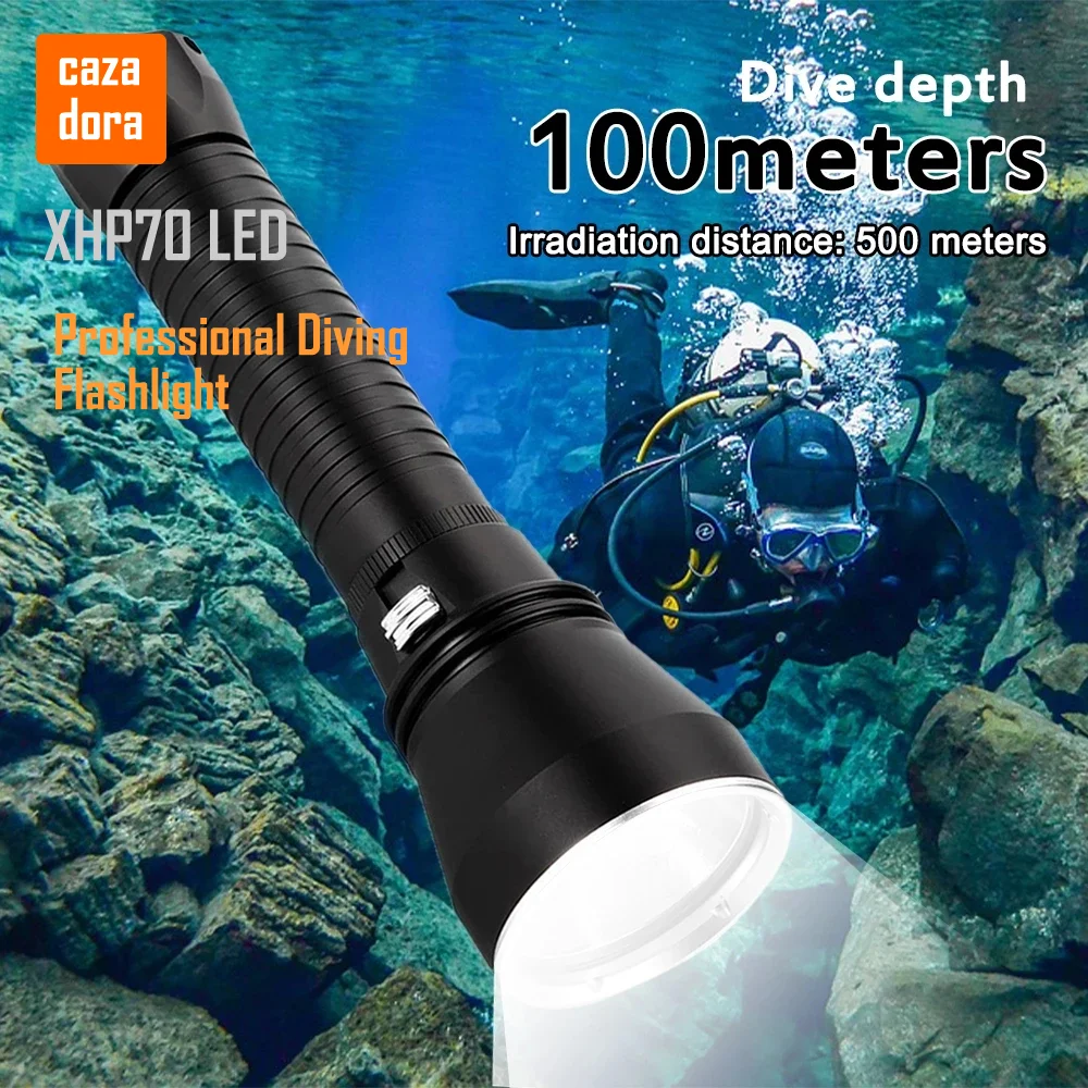 Comprar Zadora XHP70.2-linterna De Submarinismo LED Potente, Antorcha Subacuática De 200m, 4000LM, Impermeable, XHP70, Lámpara De Buceo