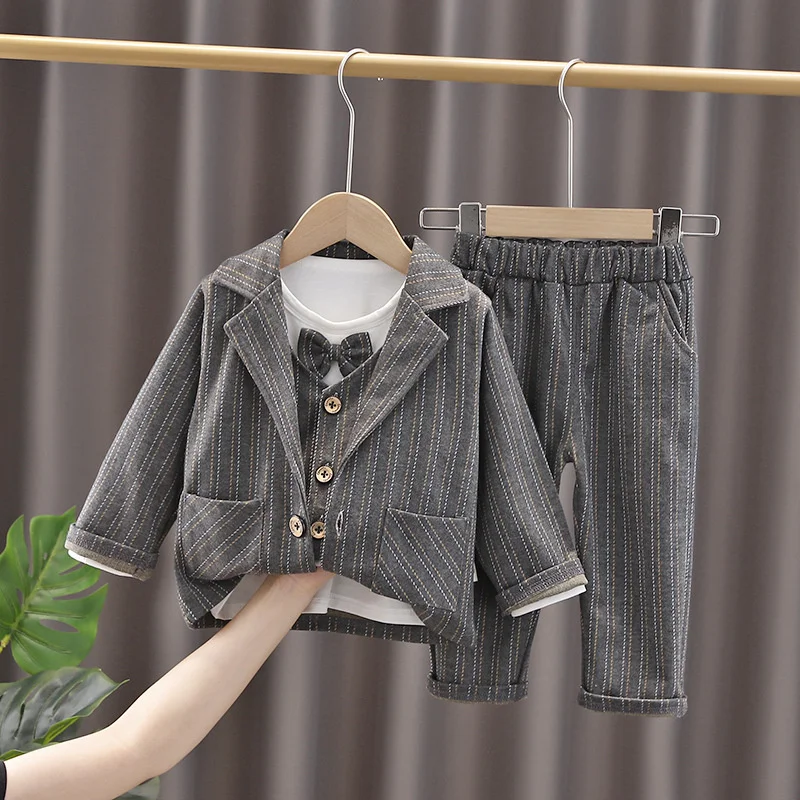 Комплект одежды для мальчиков весна-осень 2021 новый красивый костюм джентльмена в