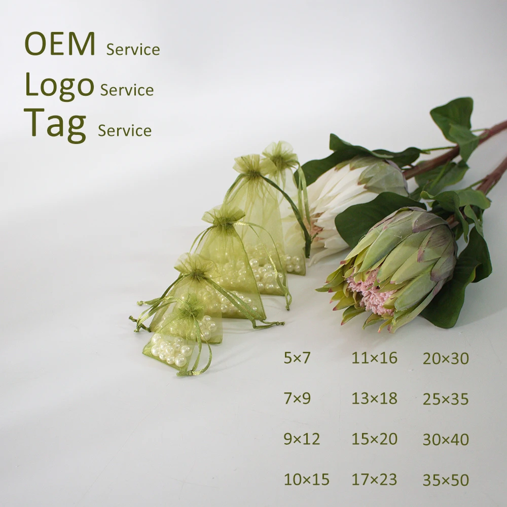 Сумка из органзы для упаковки ювелирных изделий на шнурке париков 5X7 7X9 9X12 10X15 50