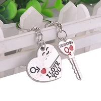 metal heart shaped keychain love you male and female couple key chain pendant peach heart valentines day gift
