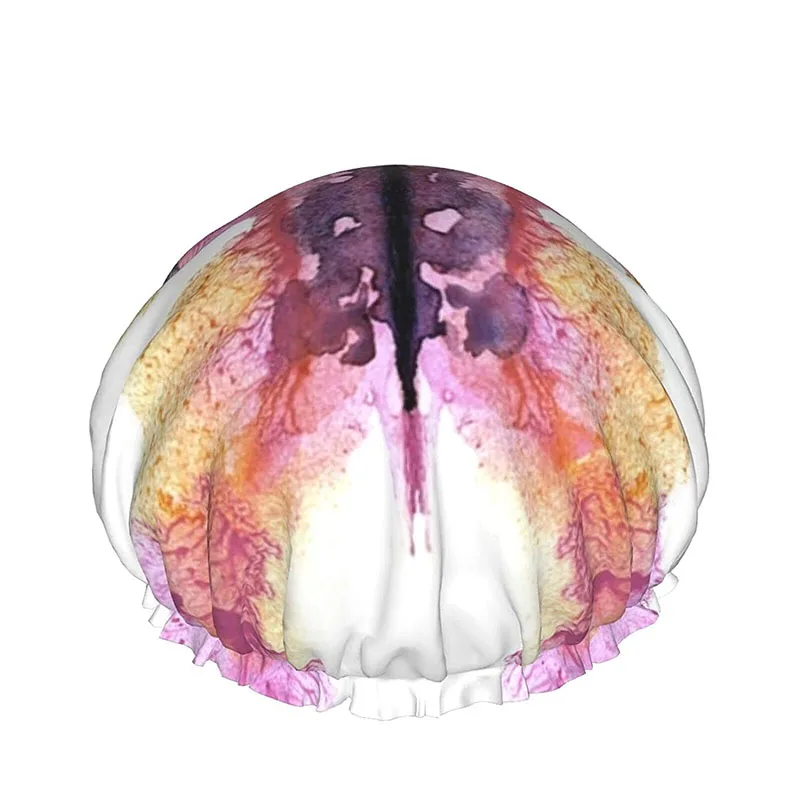 

Pink butterfly waterproof shower cap double shower cap with adjustable elastic band fashion ladies shower cap