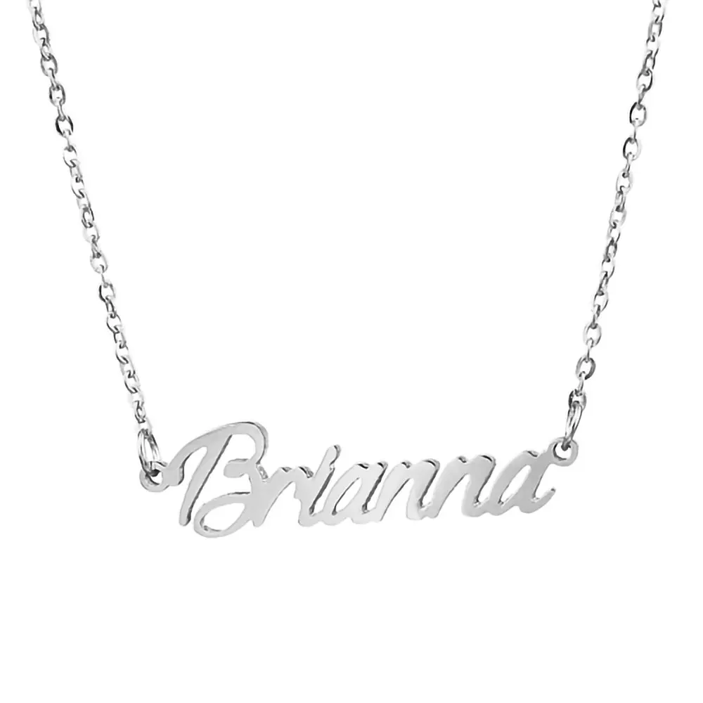 Brianna Nameplate Necklace for Women Stainless Steel Jewelry Gold Plated Name Chain Pendant Femme Mothers Friends Gift