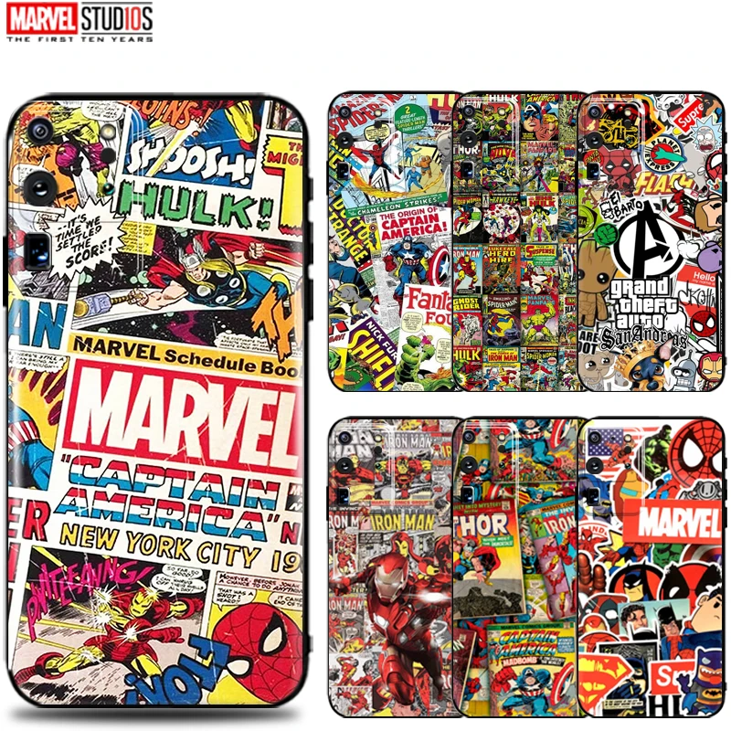 

Phone Case For Samsung Galaxy S20 Ultra 5G Funda Cover Marvel Avengers Comics Iron Man SpiderMan Thor Venom Captain America