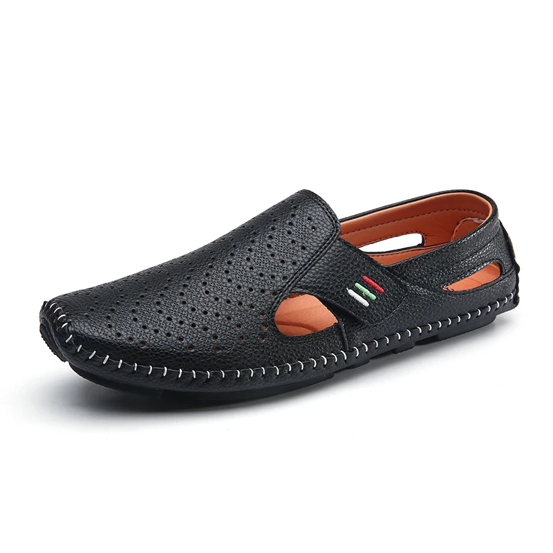 

Summer Shoes Men 2021 Fashion Split Leather Breathable Men Casual Shoes Black White Designer Sneakers Flat Moccasin Soft Loafers