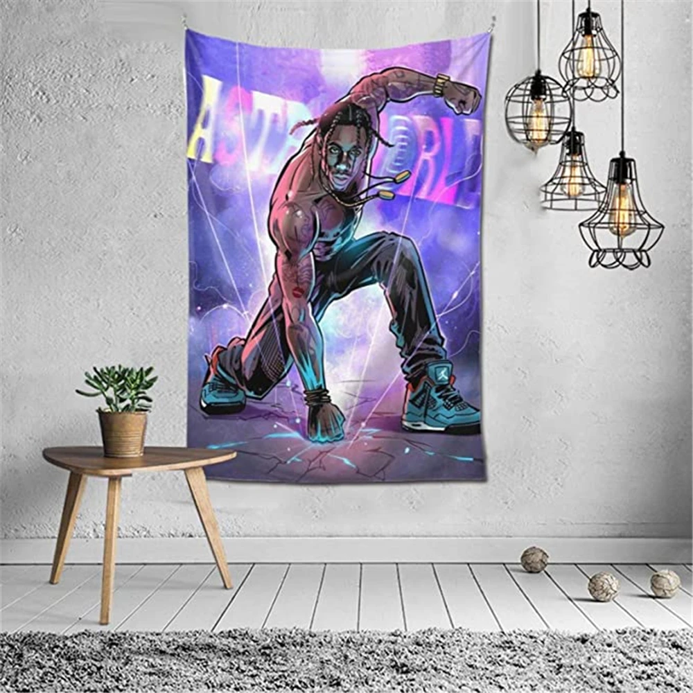 

Travis Tapestry Scott Rapper Tapestries Wall Hanging for Bedroom Living Room Dorm Party Decorations