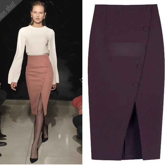 

Women Elegant Skirt Single-breasted Front Split Bag Hip Skirt High Waist Skirt Pencil Office Skirts Women Clothing Plus Size XXL
