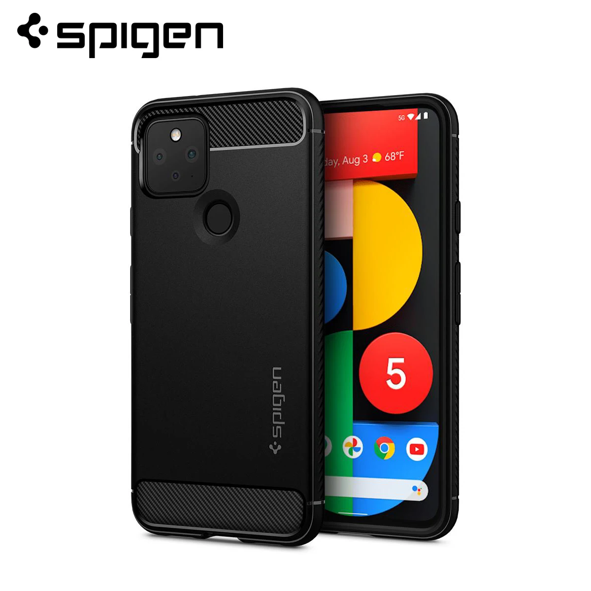 Прочный армированный чехол Spigen для Google Pixel 5 матовый черный Противоскользящий