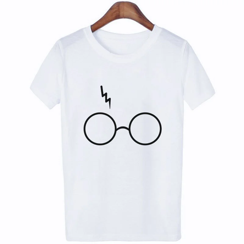 Футболка с принтом очков Повседневная модная разноцветная женская футболка