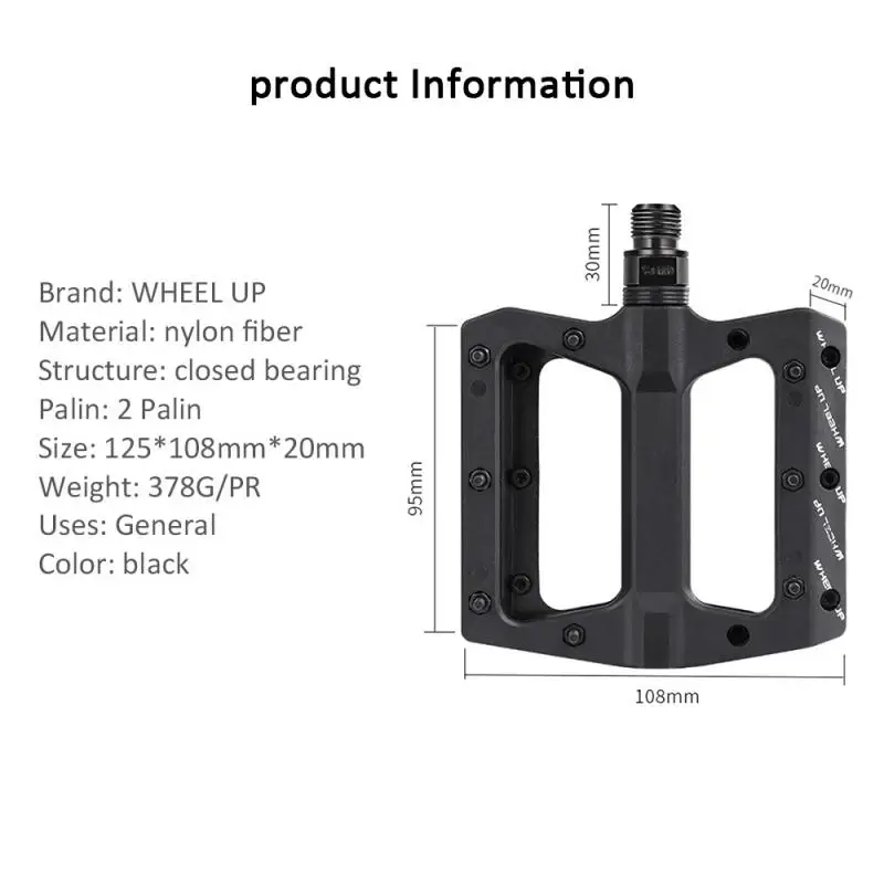 

WHEEL UP Bicycle Pedal Mountain Bike Pedal Bicycle Nylon Fiber Bearing Pedal Palin Anti-skid Stepping Board Bicycle Parts