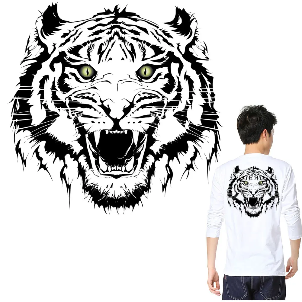 

Нашивки с крутым тигром, патчи для самостоятельного нанесения утюга, мужские футболки, куртки, простые в использовании нашивки, термотрансф...