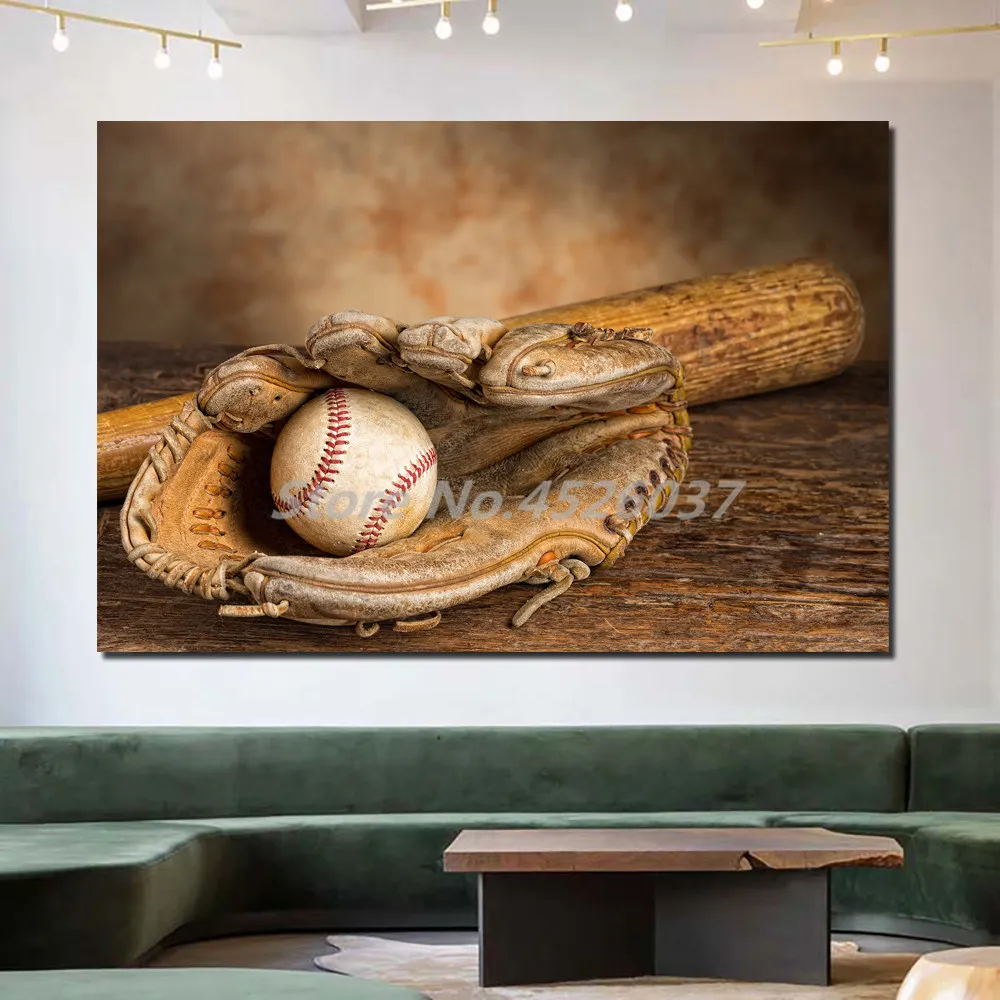 Большой бейсбольный спортивный флаг деревенская Картина на холсте ВИНТАЖНЫЙ