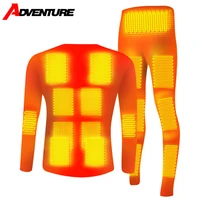 usb battery powered fleece thermal winter heated underwear smart phone app control temperature motorcycle jacket suit s 4xl