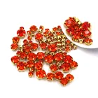 Новое поступление 100 шт.пакет разных размеров стеклянные стразы, хрустальные бусины, Золотая основа, шитье, оранжевые стразы, сделай сам, свадебные украшения