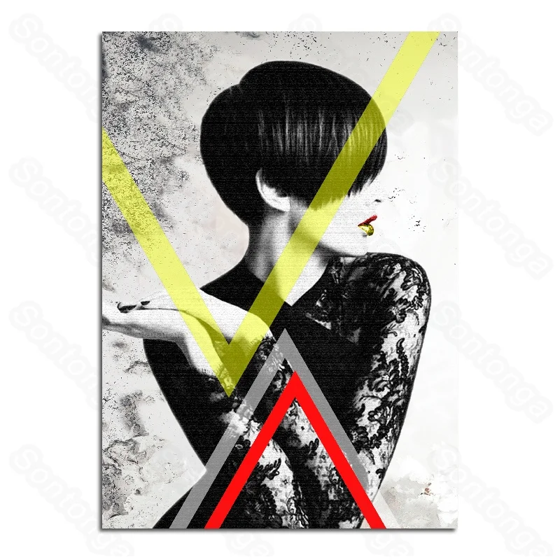 

Still Life Painting Black Hair Red Lips Nordic Decorative Painting Porch Living Room Corridor Study Room Hotel Paintings
