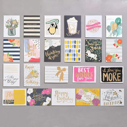 

Happy Birthday Mini Card Gift Message Gold Stamping Flower Card Best Wishes Card