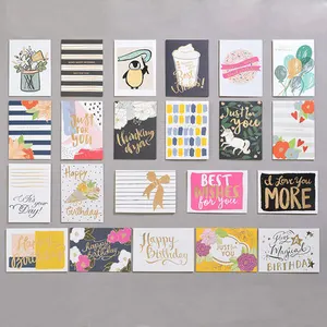 С днем рождения мини-Открытка Подарок сообщение Золотое Тиснение цветок открытка с наилучшими пожеланиями