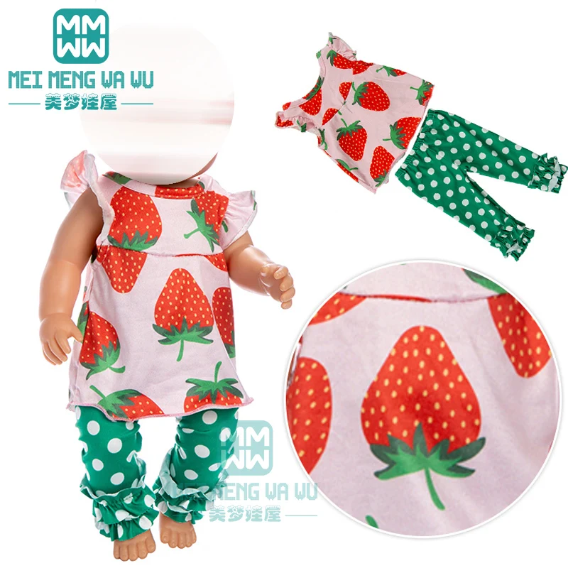 

Clothes for doll fit 43cm baby new born doll fashion strawberry home clothes