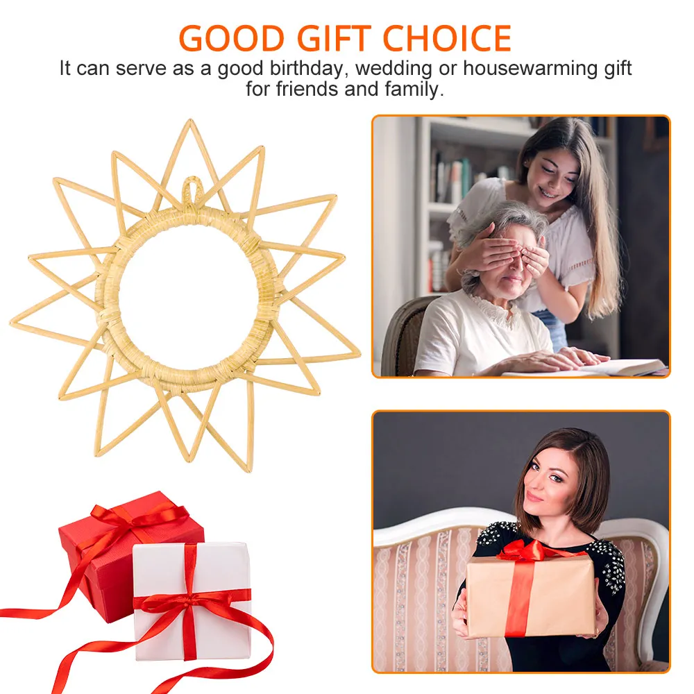 

Рама для зеркала из ротанга для гостиницы, гостиной, художественное украшение для ванной, висячая Ретро плетеная ива для макияжа