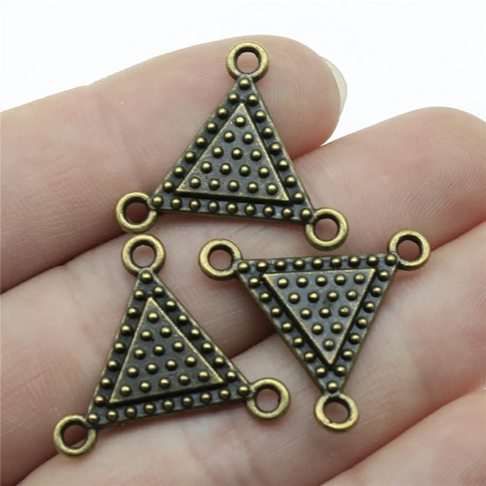 

10pcs Triangle Connector DIY Jewelry Findings Accessories Charms 2 Colors Antique Silver Color Antique Bronze Plated 25x22mm