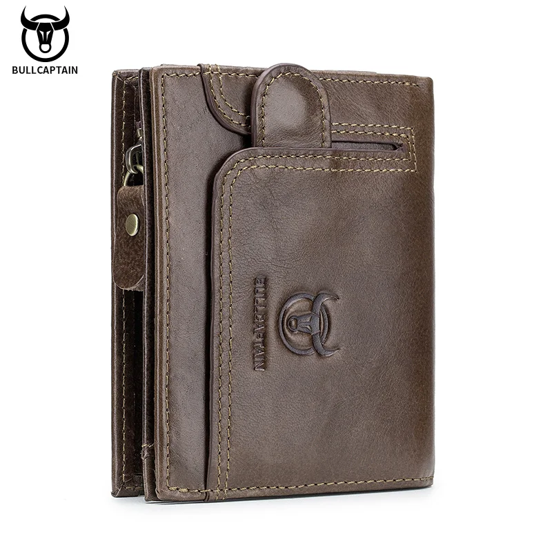 

BULLCAPTAIN 100% Genuine Leather Men's Rfid Wallet Multifunctional Storage Bag Coin Purse Wallet Card Case